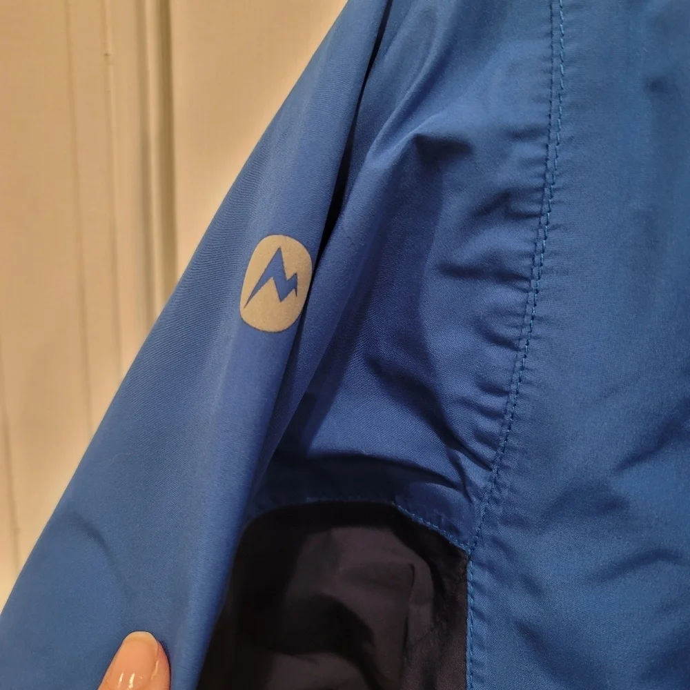 Sz Large (Kids) Marmot Boy's Hooded Blue Windbreaker